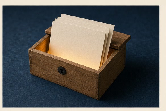 A small lockbox protecting blank local action cards