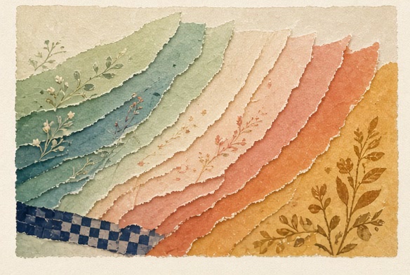 Blank layered pages changing with the seasons